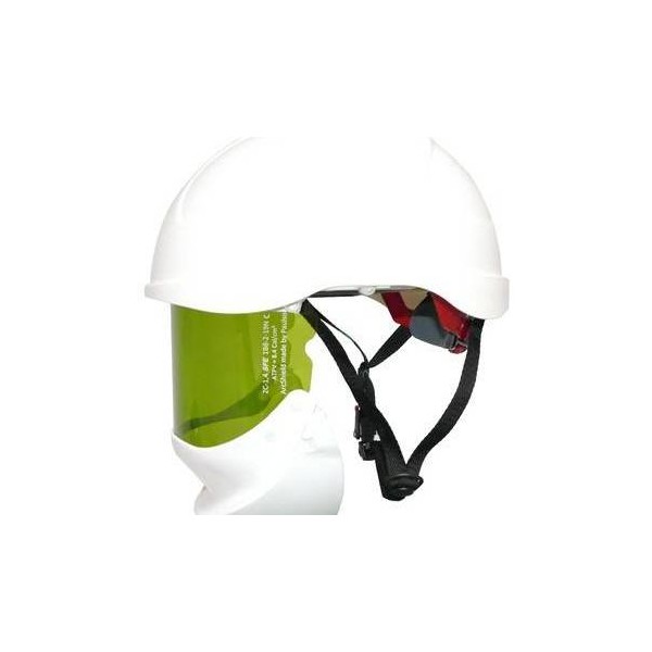 Helmet with integrated face shield for electrical work